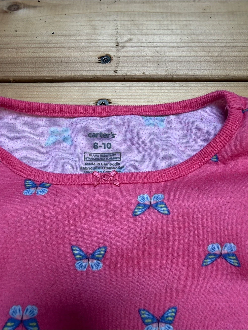 Carter's Pink Nightgown with Blue Butterfly Print